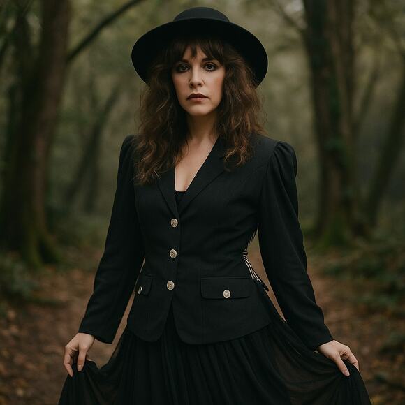 Vtg Marnie West Stripe Whimsigoth Jacket Sz L Stripe Stevie Nicks Witchy Boho 80 - Picture 2 of 13